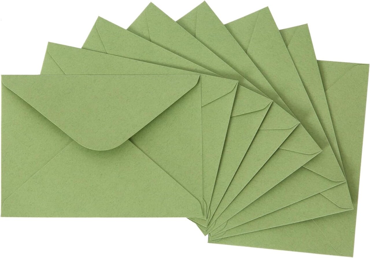100 Pack 4x6 Envelopes, Contour Flap A4 Sage Green Envelopes for Invitation, ideal for Weddings, Baby shower, RSVP Card, Colorful Envelopes for Personalize Gift Cards, Birthday Party 4.5 x 6.4 Inches